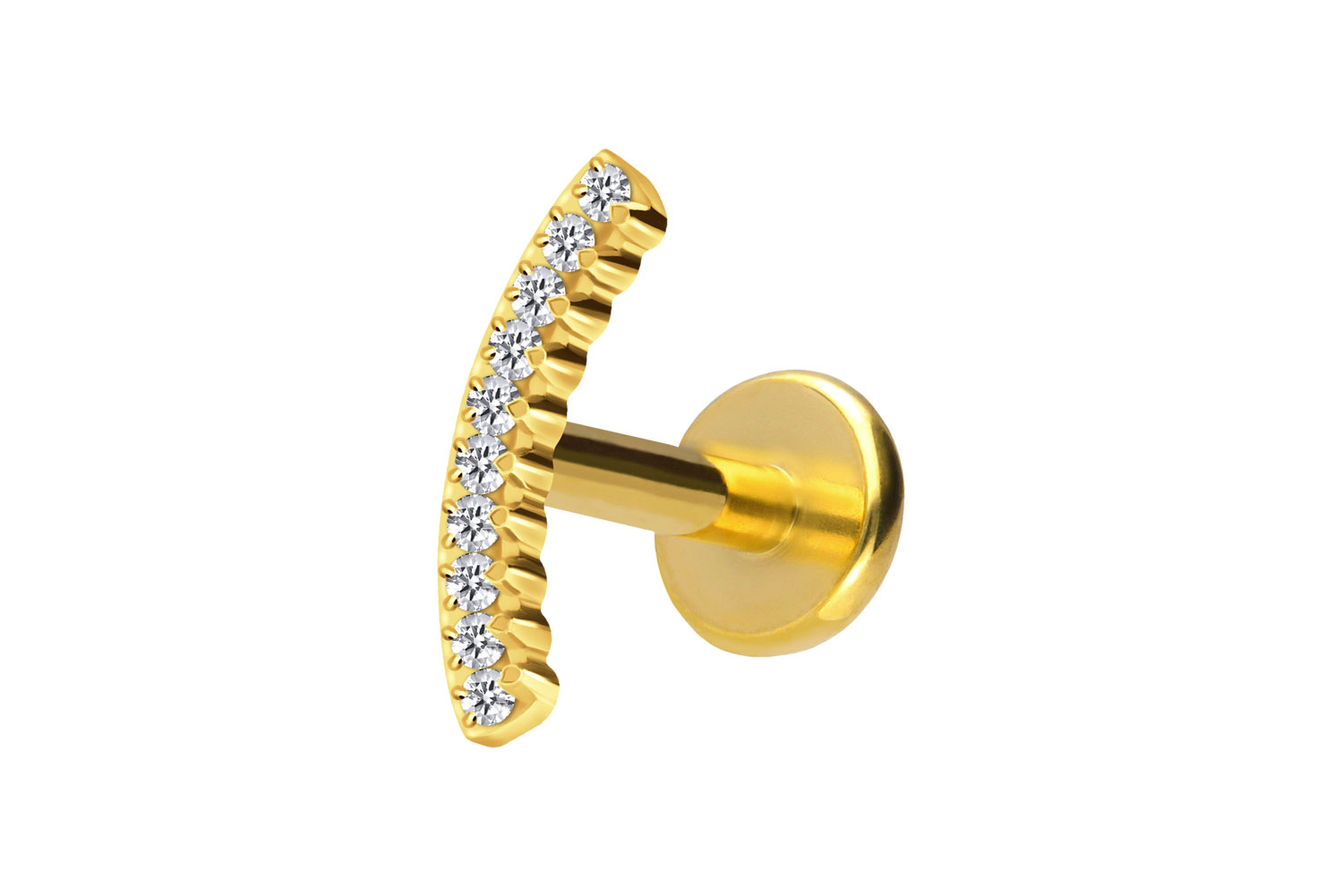 Titan Labret Piercing mit Push Fit KRISTALLBOGEN